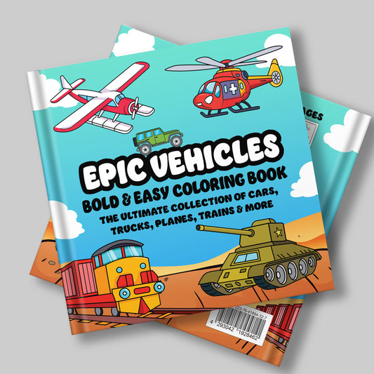 Epic Vehicles Coloring Book - The Ultimate Collection of Cars, Planes, Trains & More